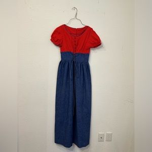 handmade cute blue and red maxi dress size xs